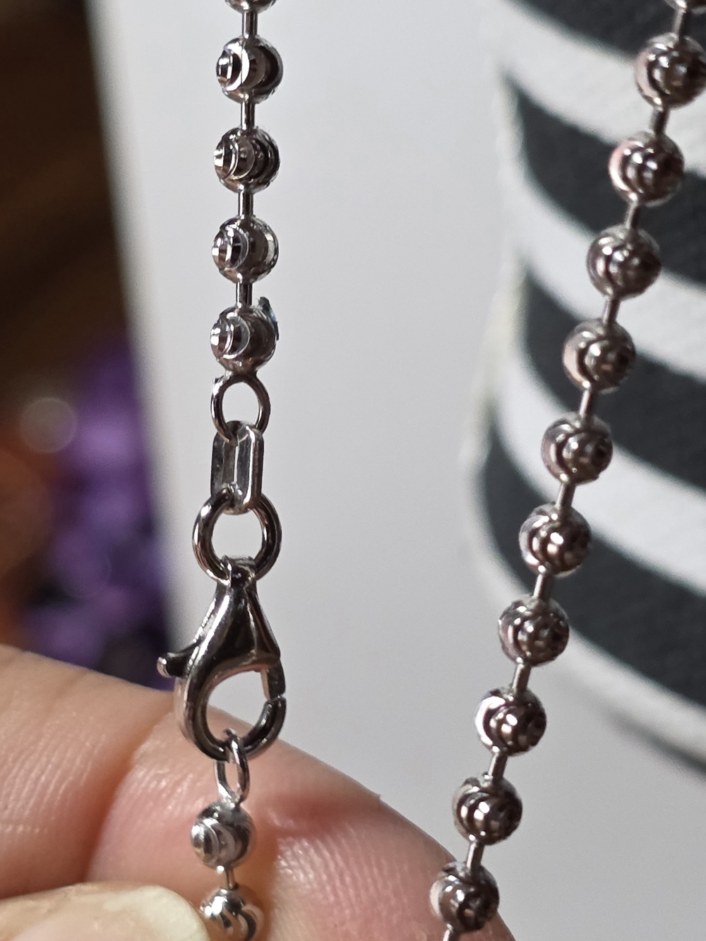Classic Silver Bead Chain Necklace with Lobster Clasp